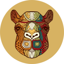 Camel's Head With A Ornate Ornament Yellow Sticker