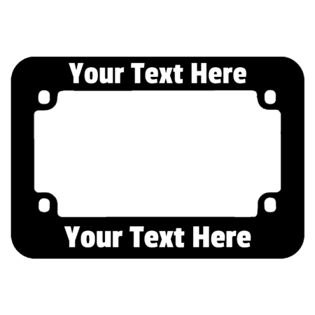 Custom Black Plastic Motorcycle License Plate Frame with Raised Letter