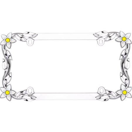 Daisy Chrome License Plate Frame