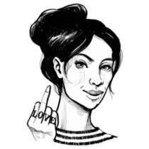 Girl With Love Tattoo Middle Finger Sticker