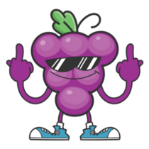 Grape Cartoon Middle Fingers Sticker