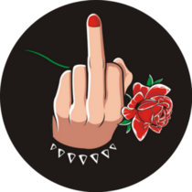 Middle Finger Hand Holding Rose Illustration Sticker