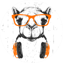 Portrait Of Camel With Glasses And Headphones Sticker