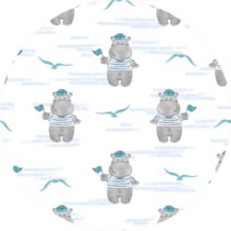Seamless Pattern With Hippo Sailor Sticker
