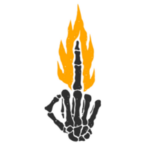 Skeleton Hand Flame Middle Finger Sticker