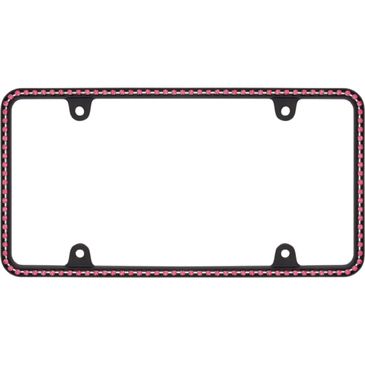 Thin Pink Diamonds on Matte Black License Plate Frame