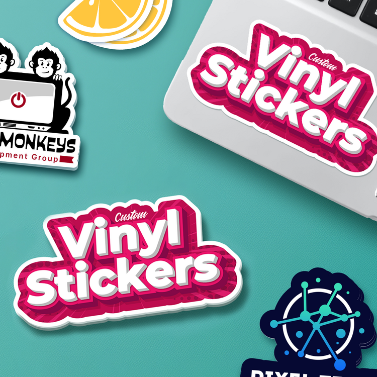 Vinyl Sticker Examples by Laptop